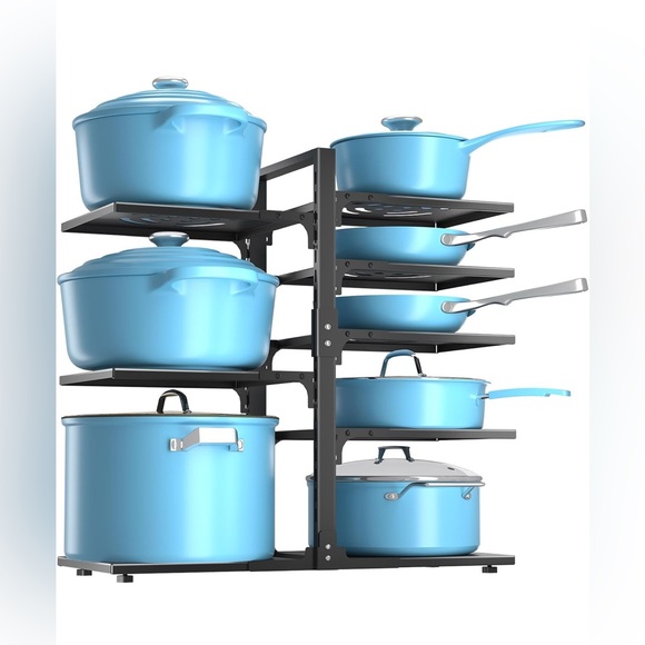 8 Tiers Pan Rack Organizer for Cabinet, Snap-On Pots And Pans Organizer Under Ca - Picture 1 of 16